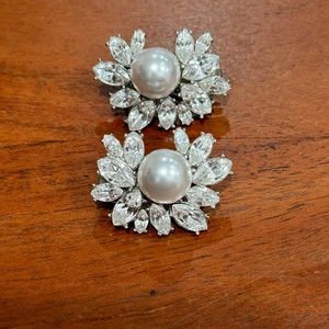 Tory Burch x Kenneth Jay Lane Faux Pearl & Crystal Clip-On